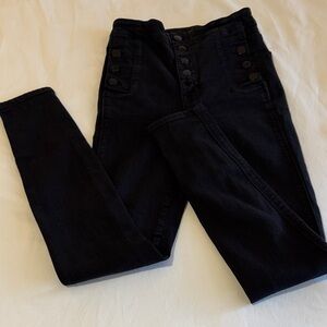 J Brand Natasha Seriously Black High-Rise Black Button Jeans